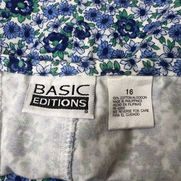 Vtg Basic Editions Womens Skort‎ Size 16 Blue Floral Cotton Built In Shorts Boho - Picture 2 of 10